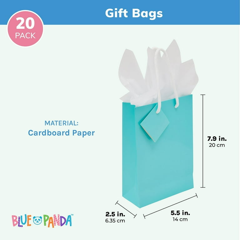 Glossy Teal Blue 4x6 Tote Gift Bag (20-Pcs)