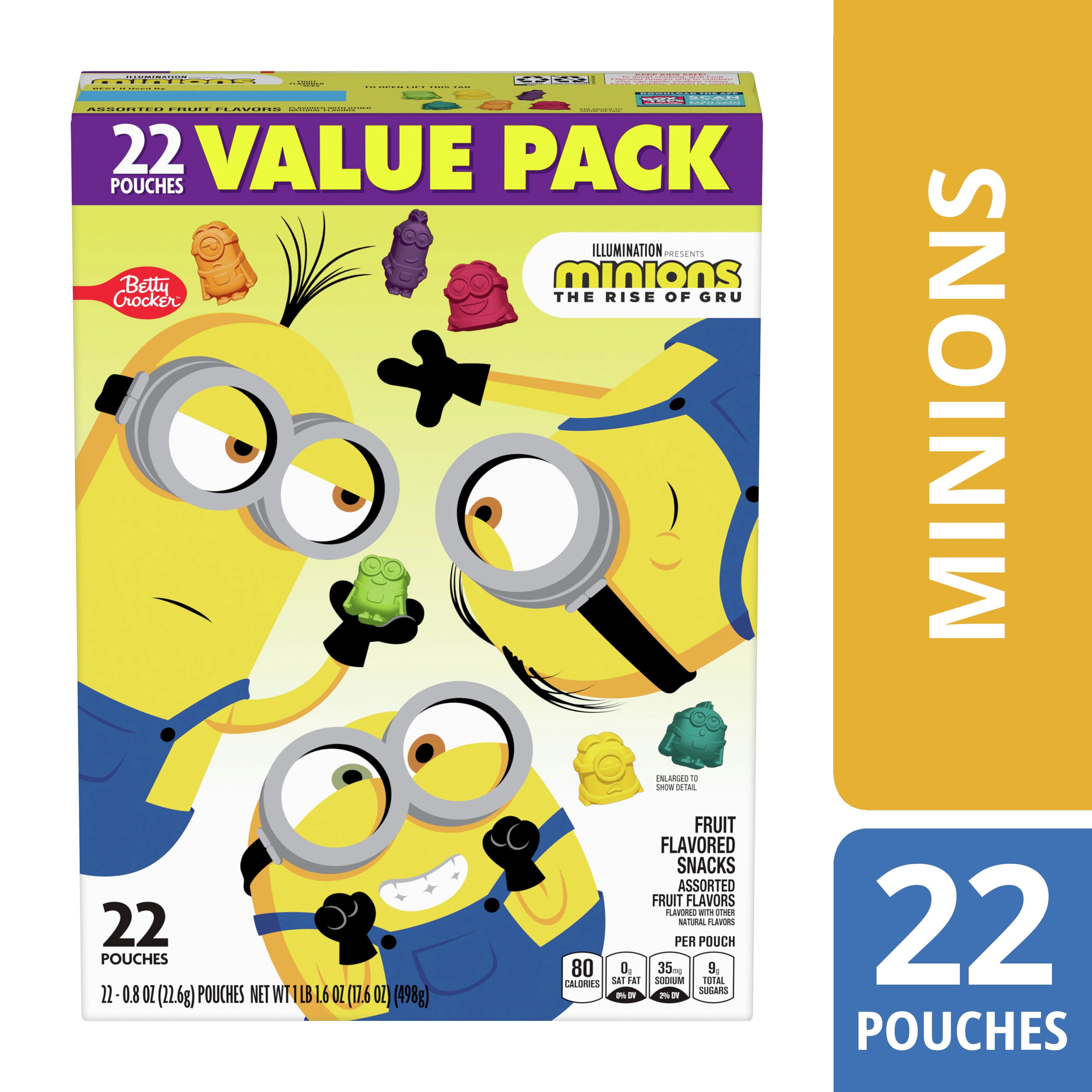 Minions Fruit Flavored Snacks, Treat Pouches, Value Pack, 22 ct