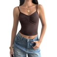 thumbnail image 2 of Women Y2K Sweetheart Neck Sleeveless Crop Tank Tops Backless Pleated Bustier Camis Going Out Top Brown S, 2 of 7