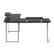 Techni Sport Warrior L-Shaped Gaming Desk with Headphone Holder and Shelving, Black