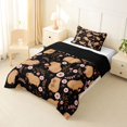 thumbnail image 2 of Manfei Cute Capybara Twin Comforter Sets,Lovely Floral Pattern Bedding Set,Black,Black Reversible,2pcs,1 Comforter and 1 Pillowcase, 2 of 7