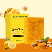 ONLYEOR Turmeric Soap for Spots Remover, Lemon Turmeric Soap Bars for Face Body, All Skin Types 100g (A)
