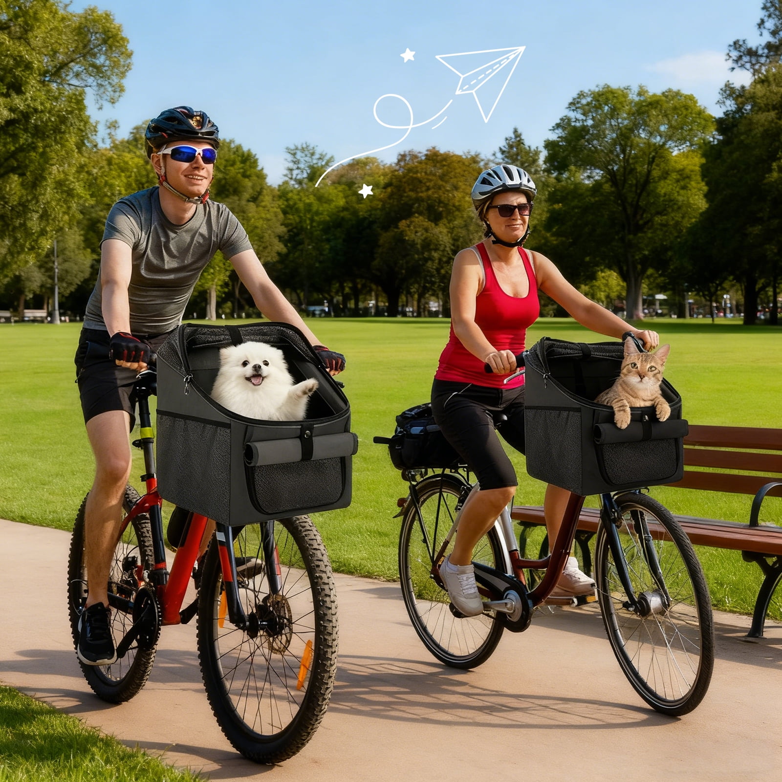 AMTPM 4-in-1 Pet Carrier, Bike Basket, Backpack, Car Seat for Small Dogs Cats, Foldable & Waterproof for Camping Hiking Outdoor Travel