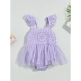 thumbnail image 2 of Bagilaanoe Newborn Baby Girl Rompers Dress Flying Sleeve Bodysuit 3M 6M 12M 18M Infant Summer Mesh One Piece Jumpsuit, 2 of 8