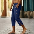 thumbnail image 7 of Yaoyar Linen Pirate Pants for Men Summer Lightweight 3/4 Pants Vacation Beach Trousers Side-Button Closure Joggers, 7 of 7