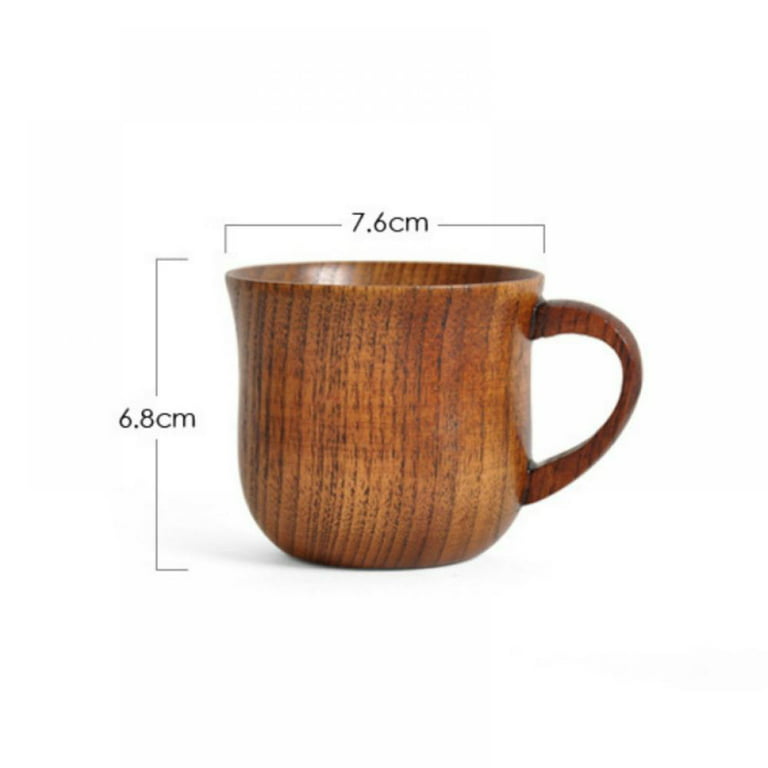 Natural Wood Cup With Handle Household Retro Wooden Cup Simple DIY Mug for  Office Desk Drink Coffee or Tea 