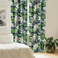 thumbnail image 2 of Ambesonne Tropical Curtains, Hibiscuses Colorful Exotic, Pair of 28"x95", Fern Green Coral and Blue, 2 of 5