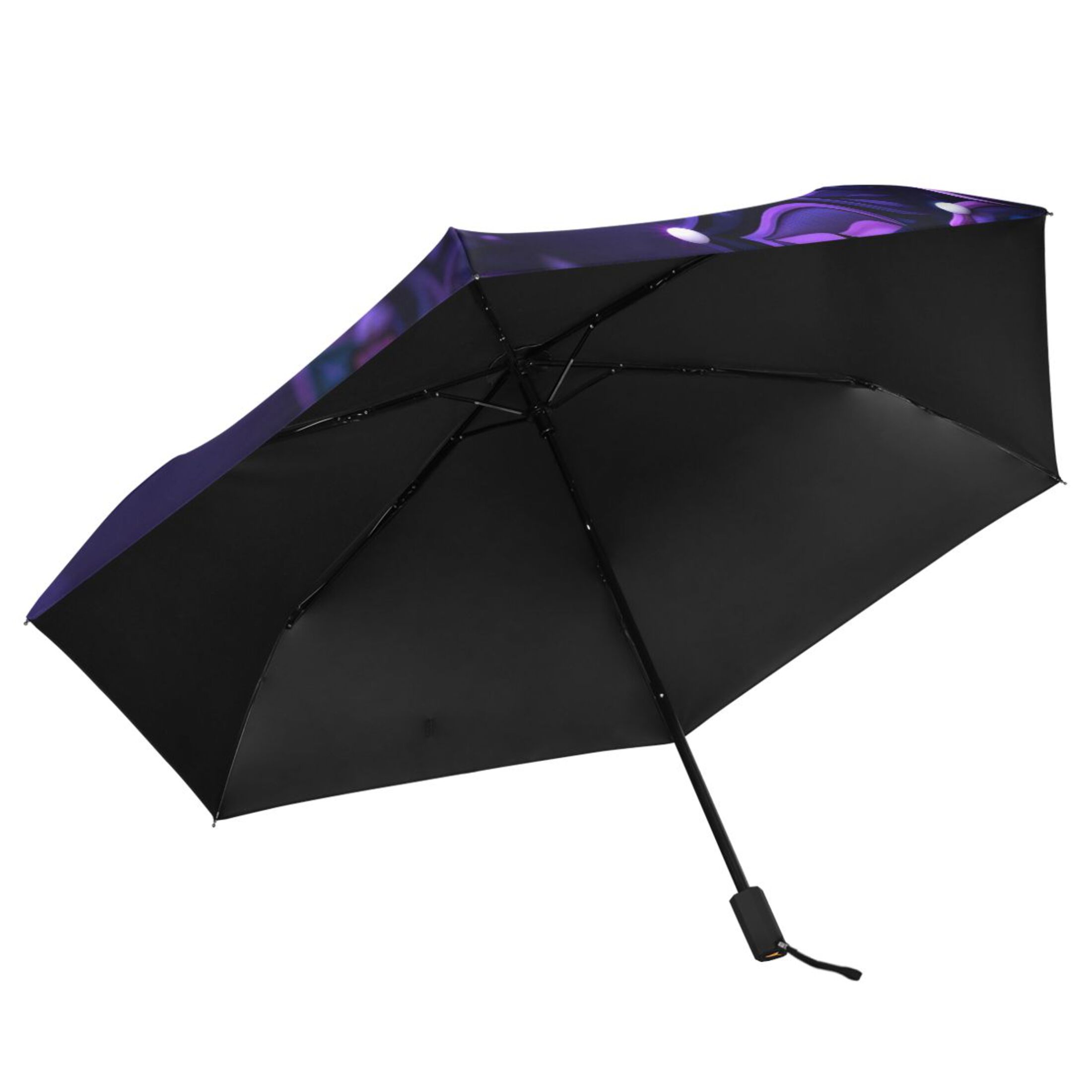 Mandala Flowers Purple Butterflies All Weather Umbrella Triple Folding Parasol 6 Ribs UV Protection Portable