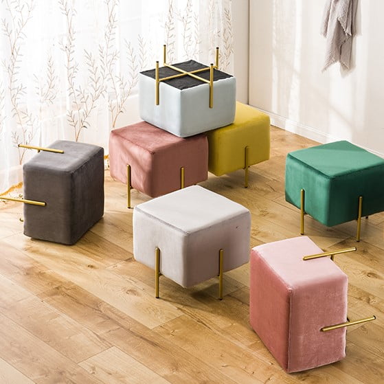 Crushed Velvet Ottoman Pouffe Storage Toy Box Foot Stools 2 Seater Bench Seats 