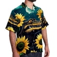 thumbnail image 2 of Crocodile Starry Sky Sunflower Men's Short Sleeve Button Down Casual Beach Printed Shirts, 2 of 6