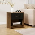 thumbnail image 2 of Costway Modern Nightstand Bedside Table with Drawer Open Storage Shelf for Small Spaces Brown, 2 of 10
