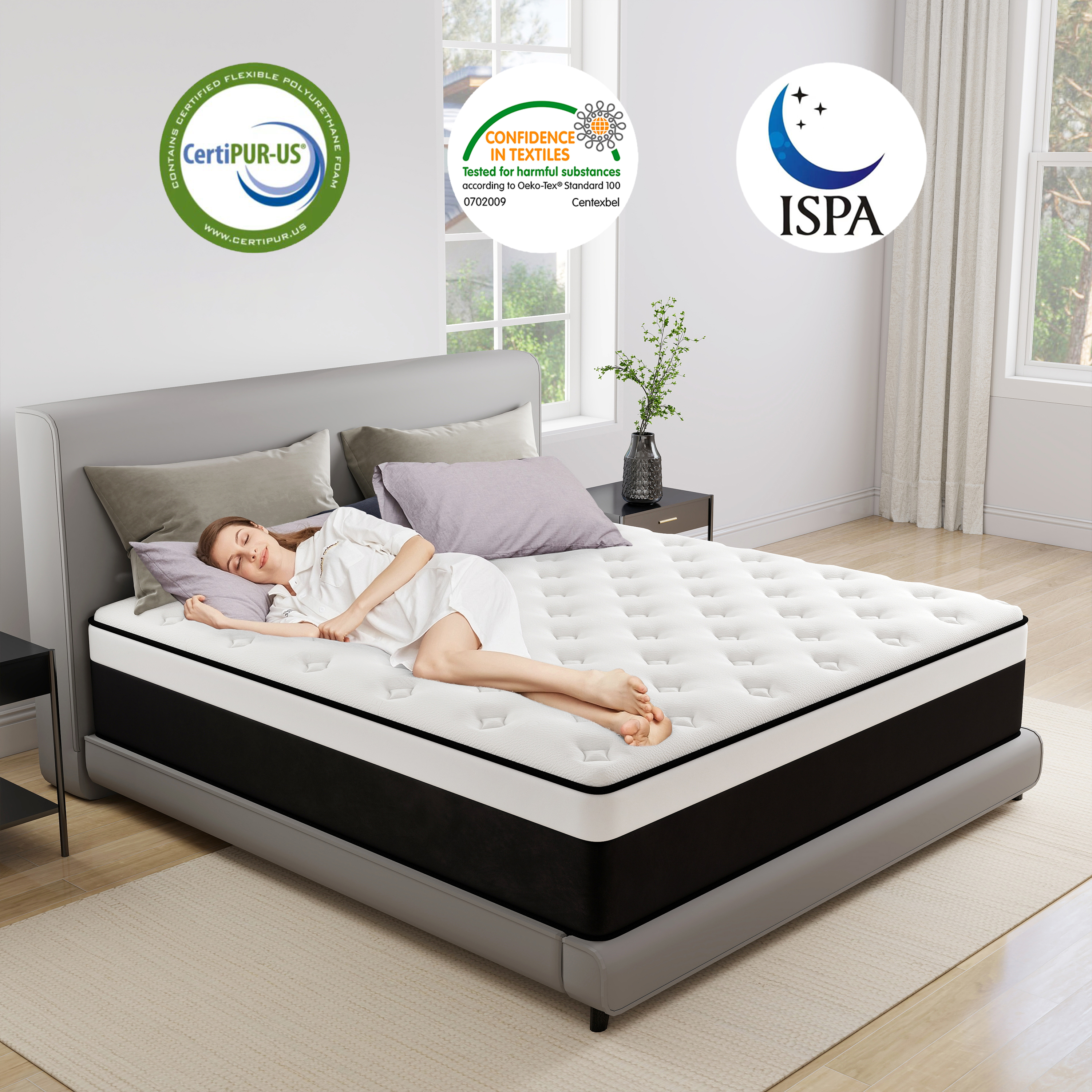 lemontalking 8" Hybrid Breathable Mattress Medium Firm Memory Foam Deluxe Twin Mattress