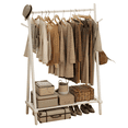 thumbnail image 4 of Muwuele Wood Clothing Rack for Hanging Clothes, Freestanding Garment Rack with Shelves, Heavy Duty 350 lbs, Portable Closet Organizer (White), 4 of 10
