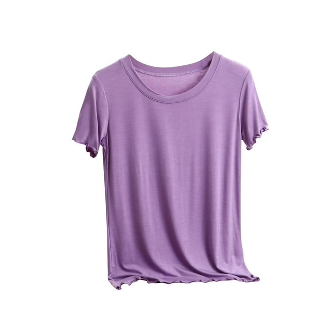 Haut/chemise Décontracté Mince pour Femmes à Manches Courtes et Col Rond
