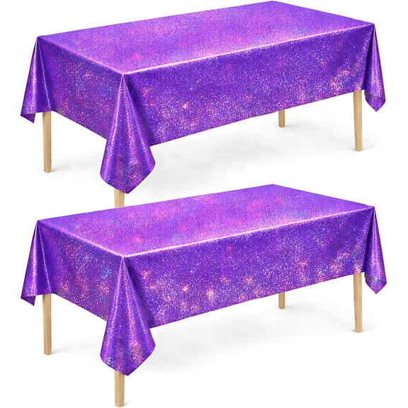 2 Pc Purple Tablecloth Decorations - Laser Purple Tablecloth for K‑Style Demon Music Theme Birthday Halloween Decorations - Party Supply for Korean Pop,Iridescent Party Decorations