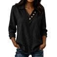 thumbnail image 2 of Asxite Womens Fall Tops Solid Casual Lapel Collar Button Down Long Sleeve Shirts, 2 of 6