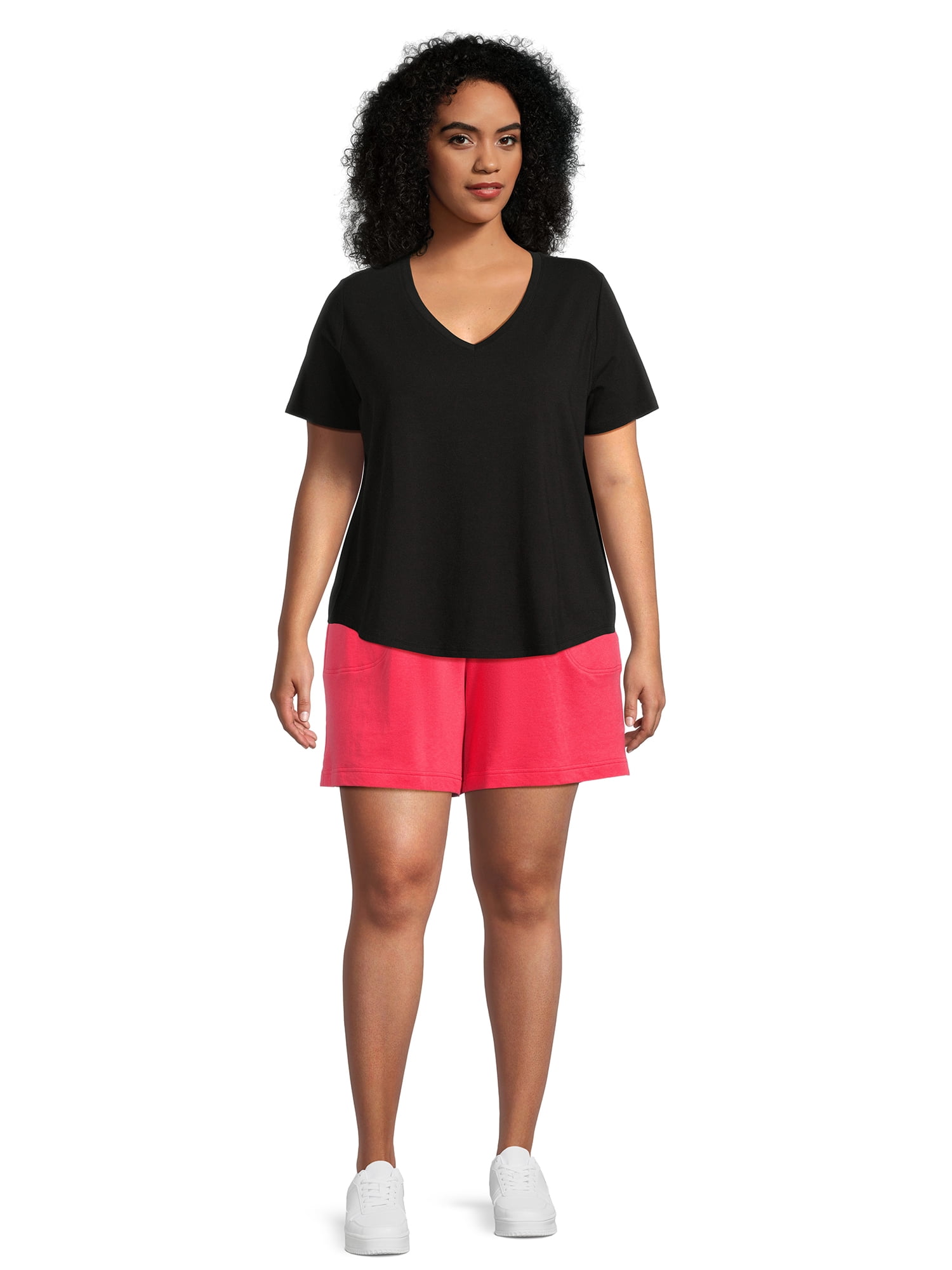 Terra & Sky Women's Plus Size Pull On Knit Shorts, 7" Inseam