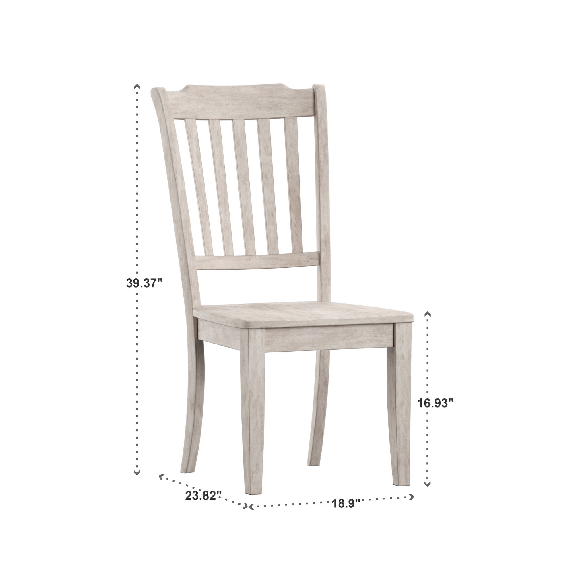 Weston Home Farmhouse Slat Back Wood Dining Chairs, Set of 2, Antique White Finish