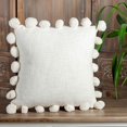 thumbnail image 1 of Housse de Coussin en Coton Blanc avec Pompons, 1 of 1