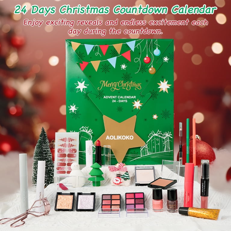 Makeup Advent Calendar 2025,24 Days Christmas Makeup Kits for