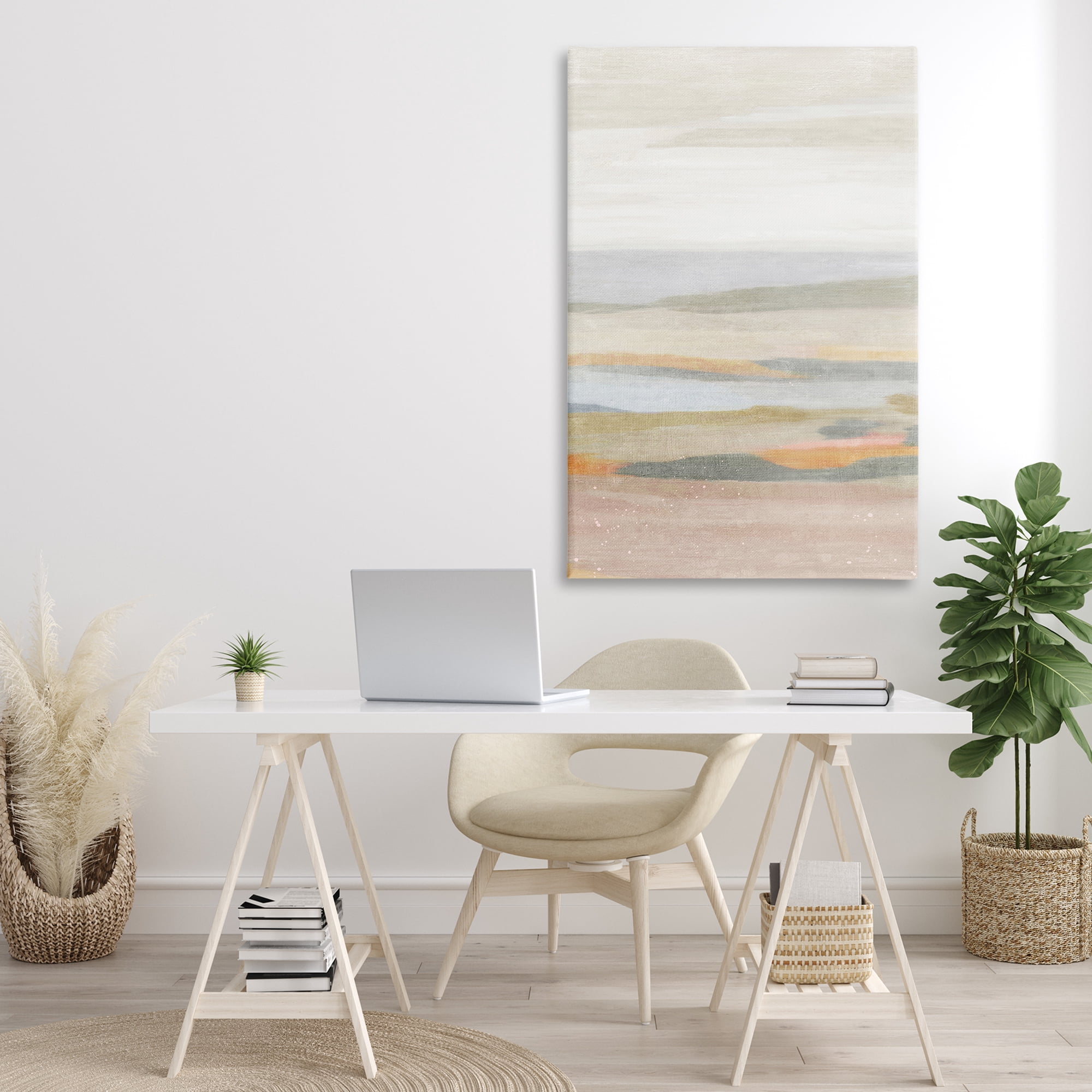Stupell Industries Calming Neutral Beach Coastal Painting Gallery Wrapped Canvas Art Print Wall Art, 30 x 45