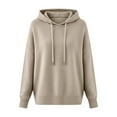 thumbnail image 2 of MESSUEN Hooded Sweater Women Baggy Sweater Thermal Sweater for Women Cute Sweaters Womens Oversized Sweater Fall Blouses for Women Womens Shirt Beige L, 2 of 4