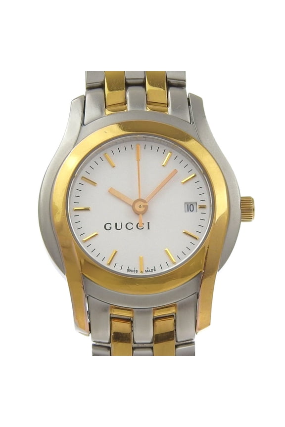 Pre-Owned Gucci GUCCI watch 5500L stainless steel x gold plated quartz analog display white...