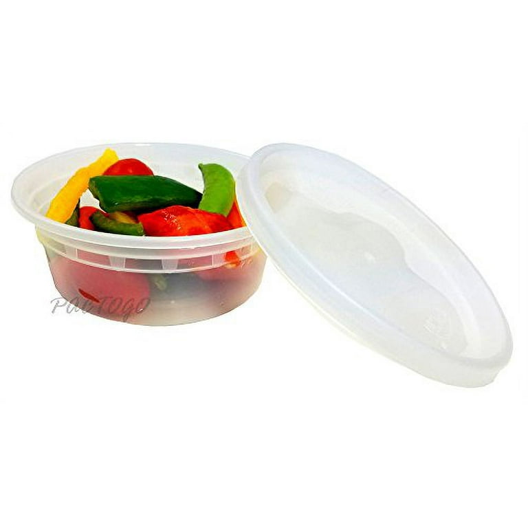 8 oz. Round Deli Food/Soup Storage Containers w/Lid Microwavable Plastic 96  Sets
