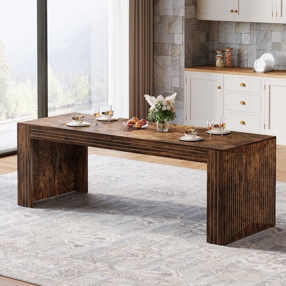 Tribesigns 78.74-Inch Extra Long Dining Table for 6-8,Farmhouse Kitchen Table with Large Tabletop,Vintage Brown