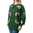 thumbnail image 5 of BODOAO Womens Sparkle Football Sequin Rugby Sweatshirt Game Day Y2K Crewneck Oversized Shirt Long Sleeve Loose Pullover Sequin Rugby Sweatshirt Crewneck Oversized Shirt Fleece Pullover Green Xl, 5 of 7