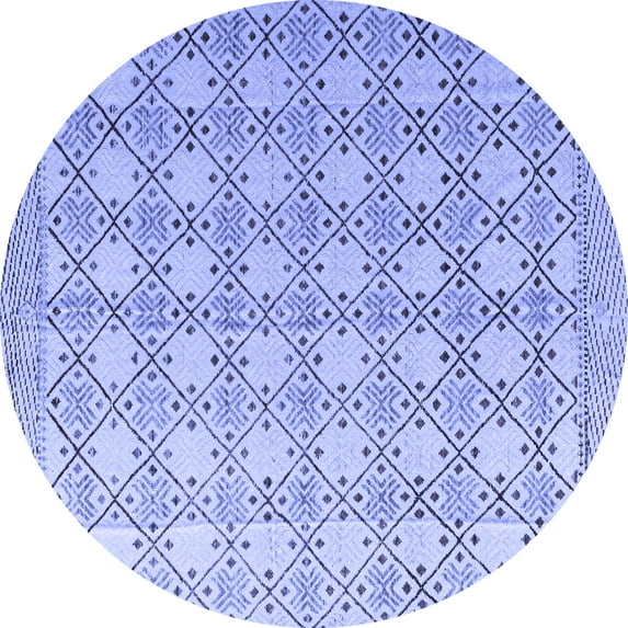 Ahgly Company Indoor Round Abstract Blue Modern Area Rugs, 4' Round