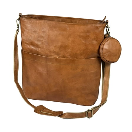 Genuine Leather Tote Crossbody Bag for Women with Coin Pouch, Handmade Shoulder Handbag, Stylish Vintage Purse for Daily Travel Use Tote beg 14.5 x 13.5