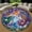 Gemini Zodiac Sign, variant on Circle Area Rug, Space Needle Seattle Washable Non-Slip Floor Carpet, Soft Rug for Living Room Bedroom Decor 24 Inch