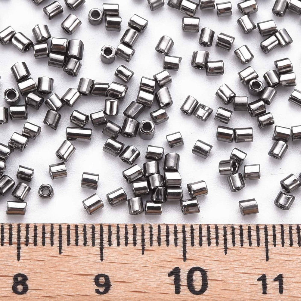 1pound Glass Beads Metallic Colours Gray 2.5~3x2mm Hole: 0.9mm about 15000pcs/pound