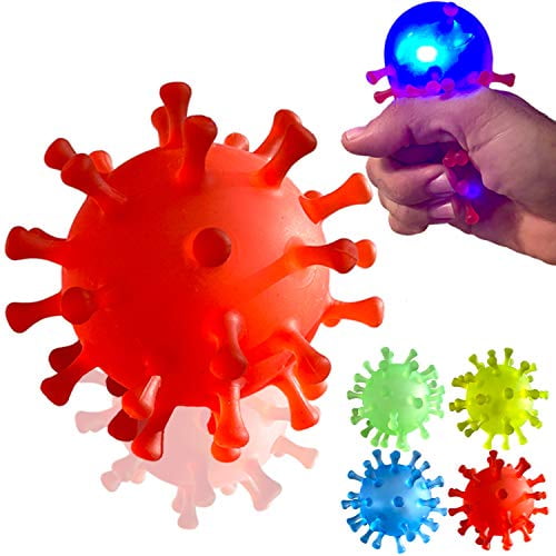 TradeInc Enterprises 4 Covid Light Up Squishy Bath Toys - Party Favors Gifts Squishies Goodie Bag Pinata Stuffers Virus Toy