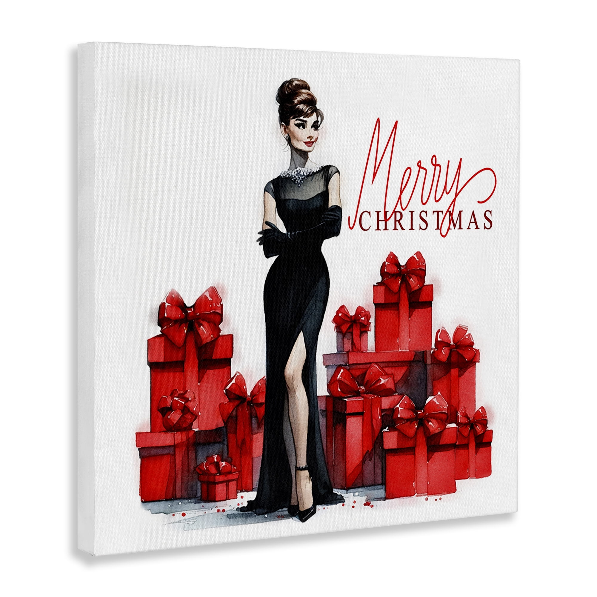 Stupell Industries Trendy Merry Christmas Holiday Painting Gallery Wrapped Canvas Art Prints Wall Art, 36 x 36