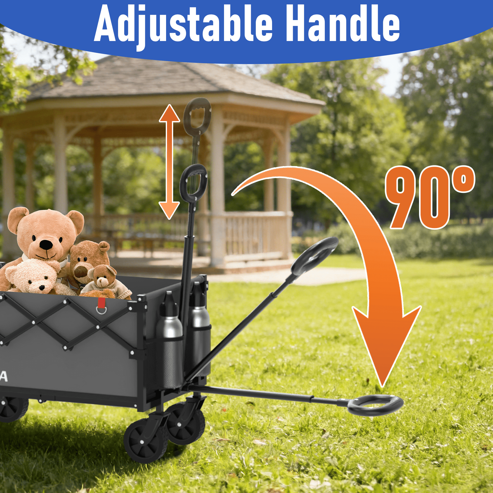Yacona Wagons Carts Foldable, 450 lb Capacity Folding Wagon Cart with Wheels for Camping, Garden, Shopping, Gray