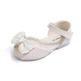 thumbnail image 5 of Girl's Sandals Toddler Kids Mary Jane Flat Shoes Peep Toe Glitter Rhinestone Bowtie Summer Cute Princess Dress Shoes Beige 6.5 Toddler, 5 of 5