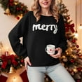 thumbnail image 5 of vigerkar Womens Solid Merry Christmas Sweaters Long Batwing Sleeve Sweater Loose Fit Pullover Top Sweaters (Black, M), 5 of 6
