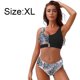 thumbnail image 2 of Traje de baño de dos piezas con hebilla frontal de bikini de hojas tropicales de cintura alta para mujer, 2 of 6