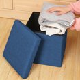 thumbnail image 2 of Navy Multifunctional Foldable Linen Storage Stool Storage Box Organizer Shoe Changing Stool Fabric Storage Stool For Home Office 25X25Cm 9.84X9.84In Weight 1.98 Lb, 2 of 6