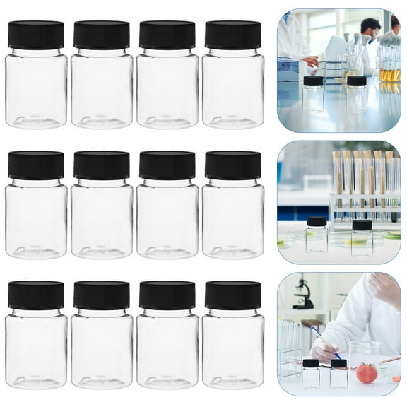 Soimiss 12Pcs Clear Plastic Small Bottle Vials with Wide Mouth and Screw Caps for Safe Sampling