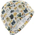 thumbnail image 1 of FYBTO Swimming Cap Hand Drawn Watercolor Cats Unisex Adult FYBTO Polyester, 1 of 4