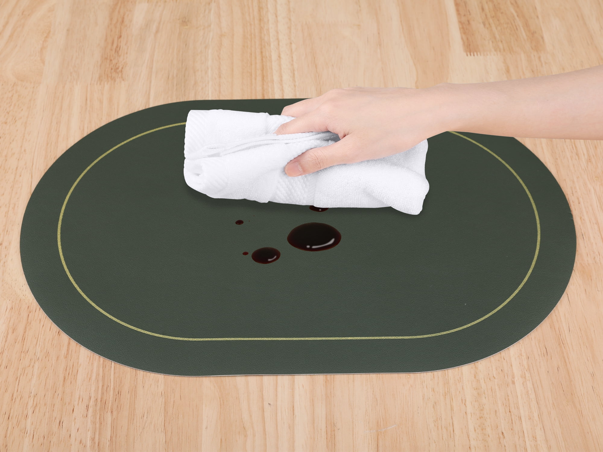 Unique Bargains Faux Leather Placemats for Kitchen Washable Table Placemats 6pk Green Gray