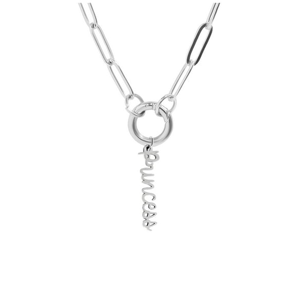Ginger Lyne Paperclip Chain Carabiner Holder Necklace Princess Charm for Women Stainless Steel 18-20" Adjustable