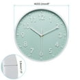 thumbnail image 2 of Uxcell 8 inch Plastic Wall Clock 3D Number Quartz Battery Operated Silent Non-Ticking Round Wall Clocks Light Green, 2 of 6