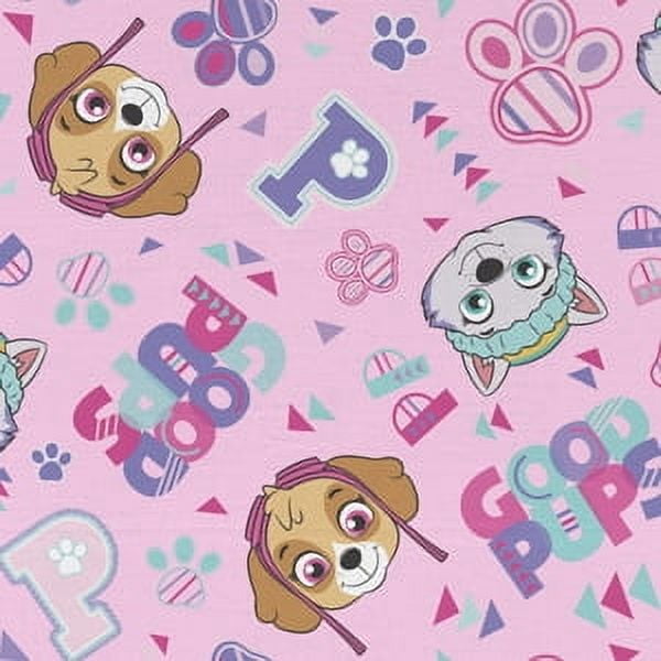 Paw Patrol 1 Yard 100% Cotton Good Pup, Pink Nectar, 44" Wide for Quilting & Sewing