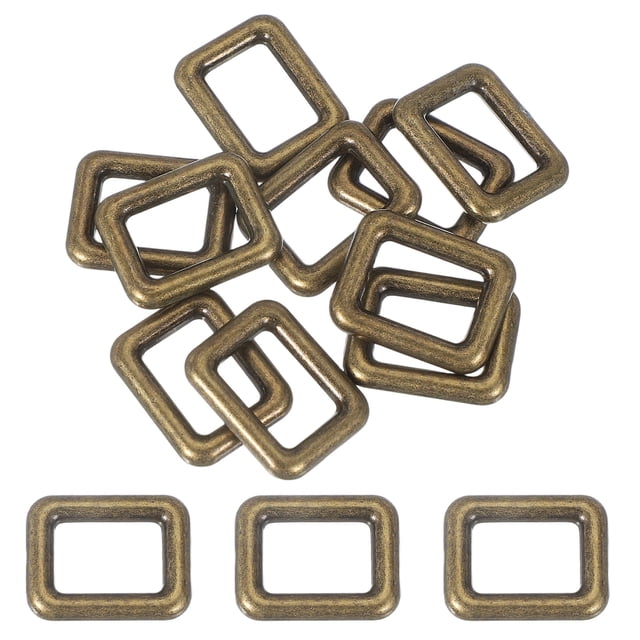 Uxcell Metal Rectangle Rings Buckle, Zinc Alloy Adjuster Sliders Webbing Strap Fasteners Copper 16mm