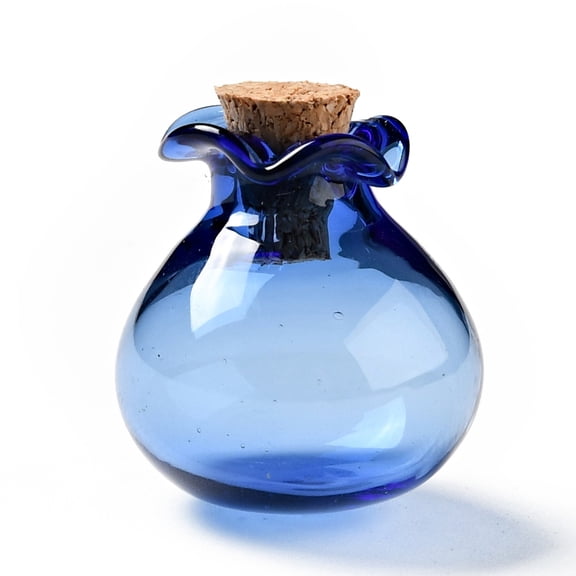10pcs Lucky bag Shape Glass Cork Bottles Ornament Glass Empty Wishing Bottles Vials for Decorations Blue 2.5cm
