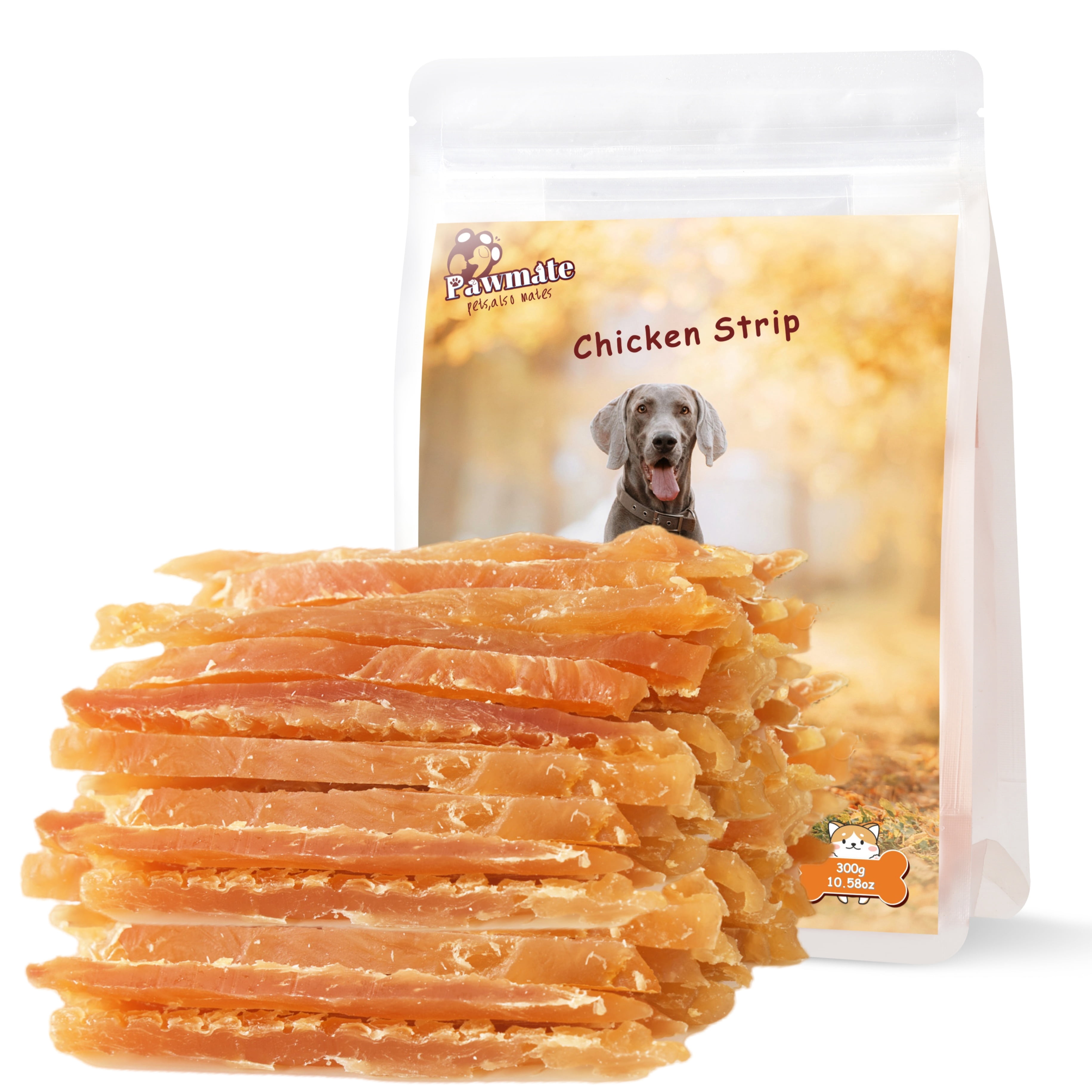 (2 pack) Pawmate Chicken Jerky Dog Treats, High Quality Premium Jerky Snacks for Small Medium Large Dog, 11 oz